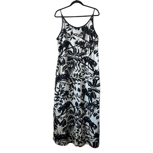 Maeve Chrysanthemum Floral Animal Print Wide Leg Jumpsuit Size L - Picture 2 of 16